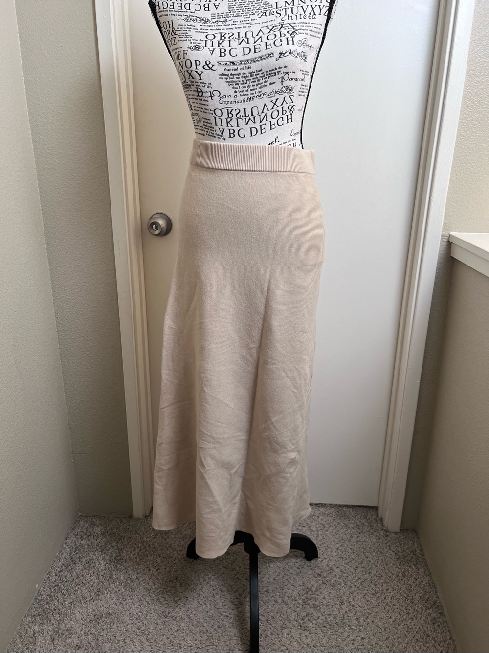 Lichi Beige Knit full Maxi Skirt XS - Minimalist style